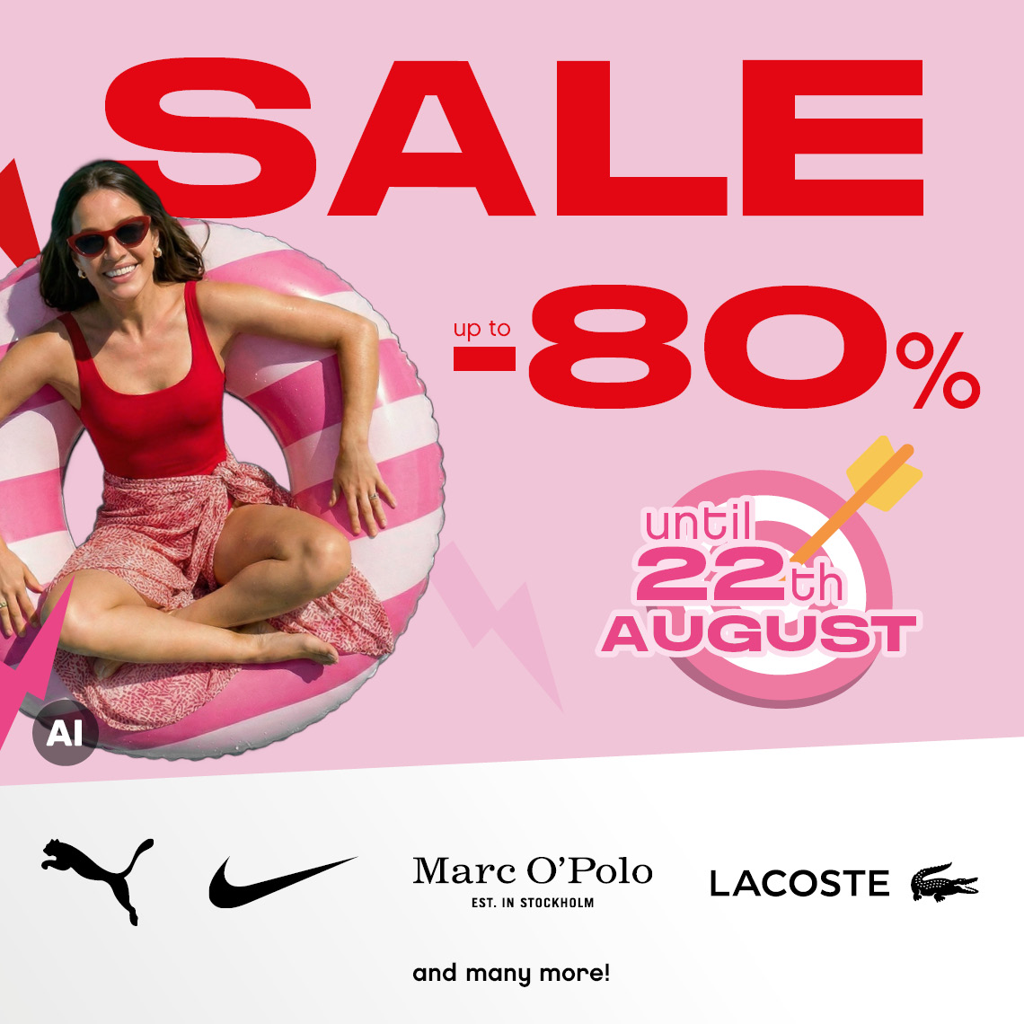 women in red at pink background