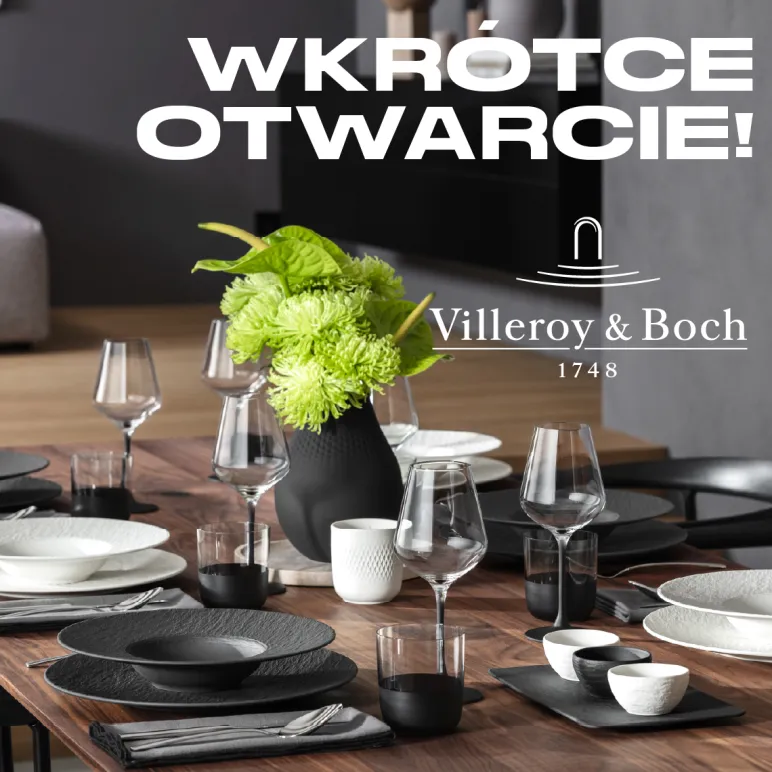 stół z produktami marki Villeroy & Boch